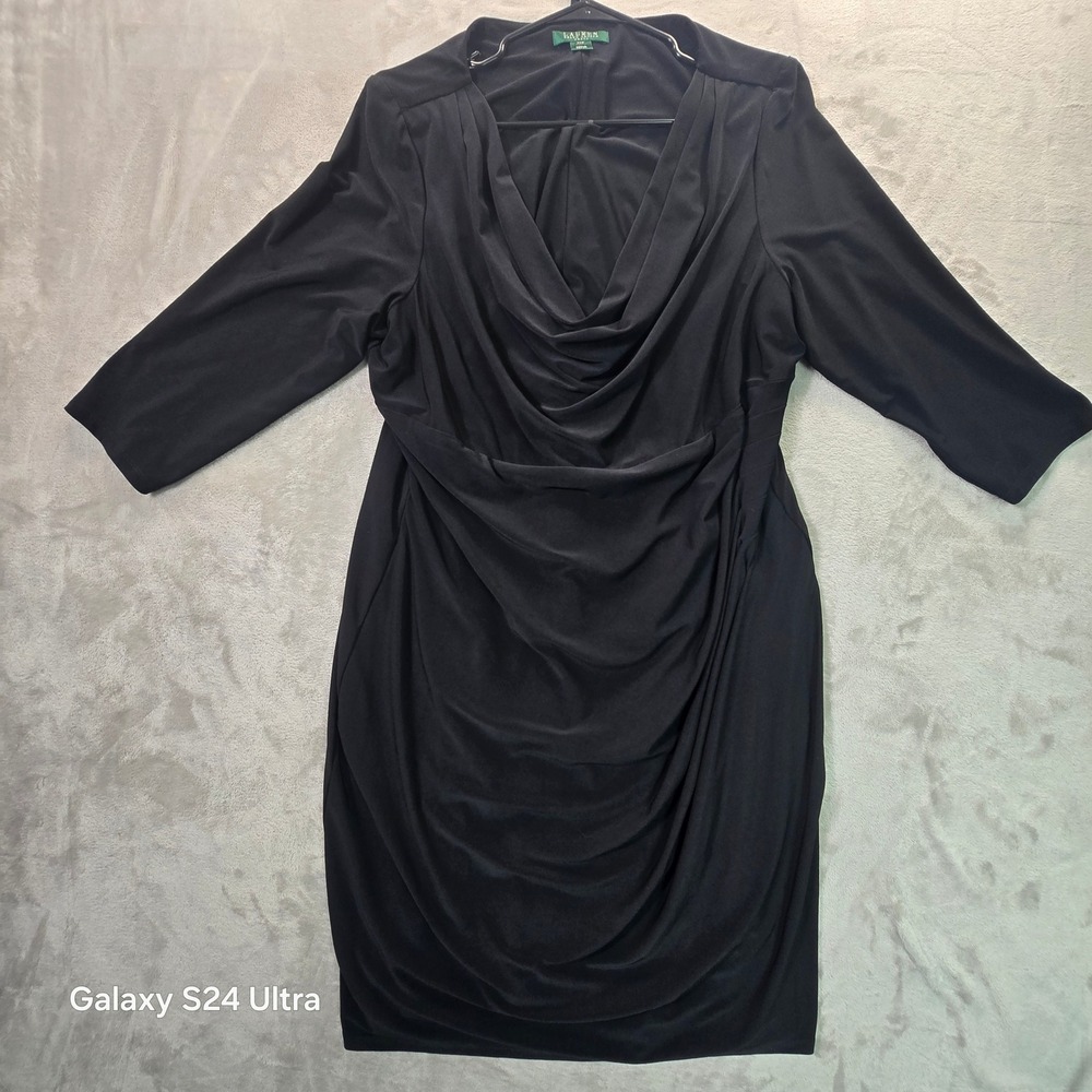 Lauren Ralph Lauren Black Long Sleeve Jersey Dress Plus Size 22W RN41381